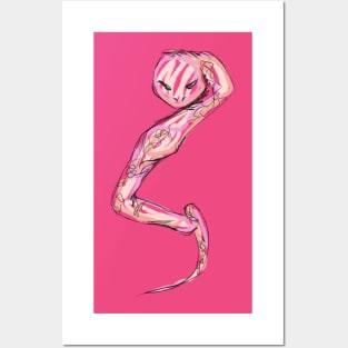 Pink Sketchy Snake Posters and Art